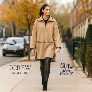 J.Crew Collection 100% cashmere leather tipped zip neck coat *shop@iAmWarrior
